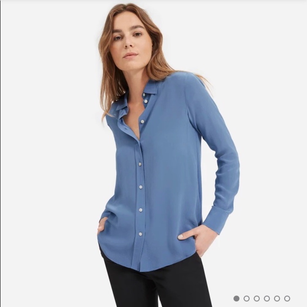 Everlane - clean silk relaxed button down top